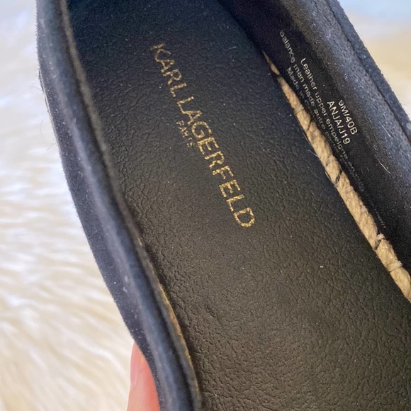 Karl Lagerfeld Paris Anja Espadrille Flats Black 9M - Picture 10 of 12